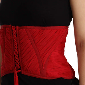 Dolce &amp; Gabbana Elegant Red Silk Corset Belt Top