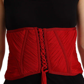 Dolce &amp; Gabbana Elegant Red Silk Corset Belt Top