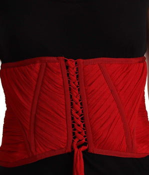 Dolce &amp; Gabbana Elegant Red Silk Corset Belt Top