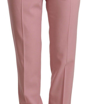 Dolce & Gabbana Pink Wool Stretch High Waist Trouser Pants