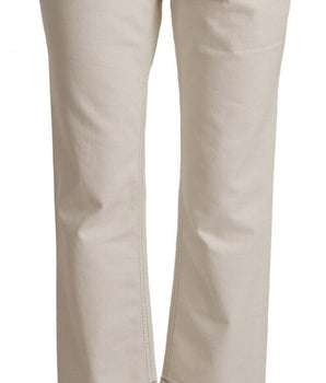 Dolce & Gabbana Off White Cotton Flared Cropped Denim Jeans