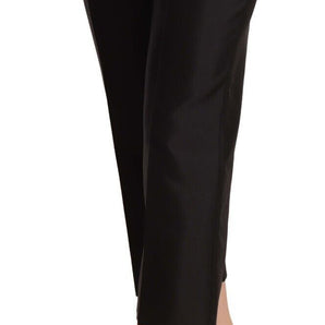 Dolce &amp; Gabbana Chic Silk Cropped Trousers in Timeless Black