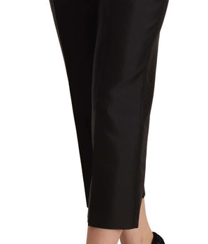 Dolce & Gabbana Black 100% Silk Flared Cropped Pants