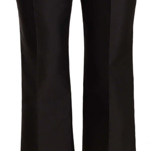 Dolce &amp; Gabbana Chic Silk Cropped Trousers in Timeless Black