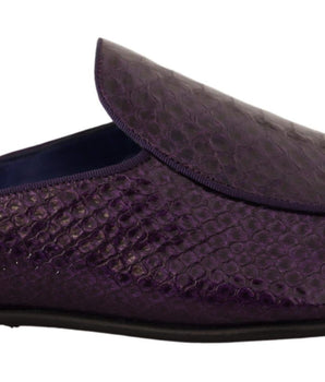 Dolce & Gabbana Purple Exotic Leather Flats Slides Shoes