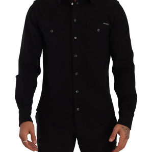 Dolce & Gabbana Slim Fit Casual Black Designer Shirt