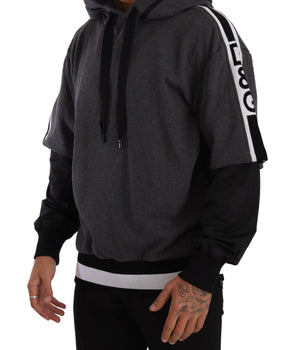 Dolce & Gabbana Gray Black Cotton Hooded #DGMILLENNIALS Sweater