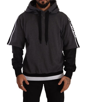 Dolce & Gabbana Gray Black Cotton Hooded #DGMILLENNIALS Sweater