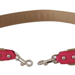 Dolce &amp; Gabbana Pink Leather Shoulder Strap with Silver Details