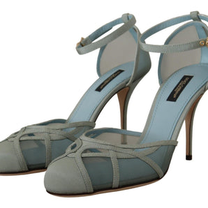 Dolce &amp; Gabbana Elegant Blue Mesh Ankle Strap Sandals