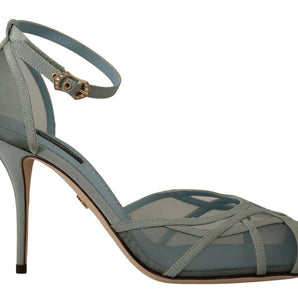 Dolce &amp; Gabbana Elegantes sandalias con tira al tobillo de malla azul