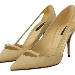 Dolce & Gabbana Chic Pointed Toe Leather Pumps in Sunshine Yellow