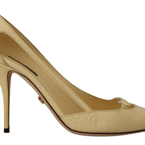 Dolce &amp; Gabbana Chic Pointed Toe Leather Pumps in Sunshine Yellow