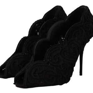 Dolce &amp; Gabbana Elegantes tacones de aguja de encaje negro