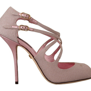 Dolce &amp; Gabbana Pink Glitter Peep Toe High Heels Sandals