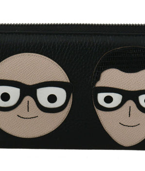 Dolce & Gabbana Black Leather #DGFAMILY Zipper Continental Mens Wallet