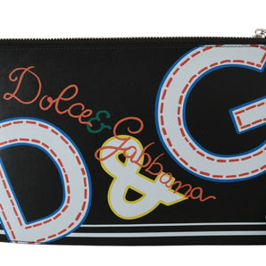 Dolce &amp; Gabbana Elegante Monedero De Piel Negra