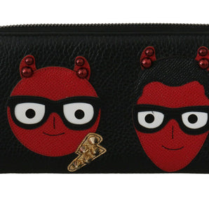 Dolce & Gabbana Chic Black and Red Leather Continental Wallet