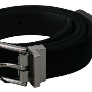 Dolce &amp; Gabbana Elegant Black Leather Belt with Velvet Interior