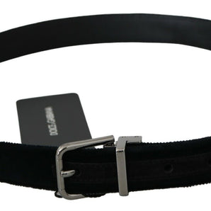 Dolce & Gabbana Elegant Black Leather Belt with Velvet Interior