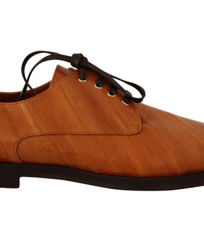 Dolce & Gabbana Brown Eel Leather Lace Up Formal Shoes