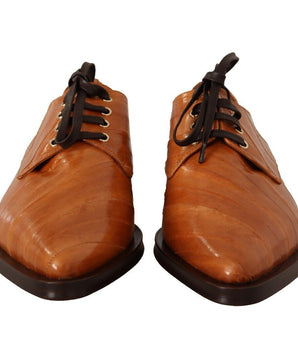 Dolce & Gabbana Brown Eel Leather Lace Up Formal Shoes