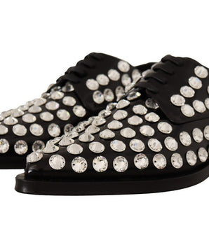 Dolce &amp; Gabbana Crystal-Embellished Leather Formal Flats