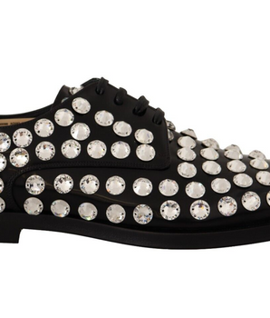 Dolce &amp; Gabbana Crystal-Embellished Leather Formal Flats