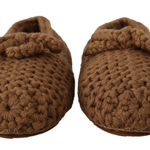 Dolce &amp; Gabbana Elegant Wool Knit Ballerina Flats in Brown