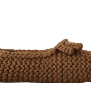 Dolce & Gabbana Brown Slip On Ballerina Flats Wool Knit Shoes