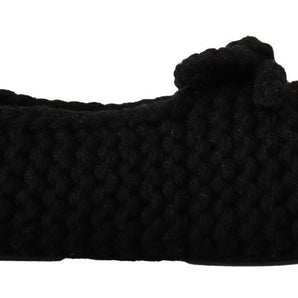 Dolce &amp; Gabbana Elegant Black Wool Knit Ballet Flats