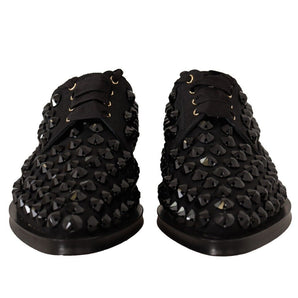 Dolce & Gabbana Elegant Gros Grain Lace-Up Jeweled Flats