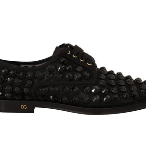 Dolce &amp; Gabbana Elegantes zapatos planos con cordones de grogrén y pedrería