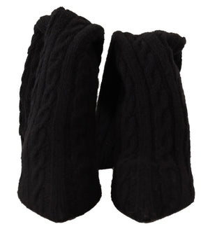 Dolce & Gabbana Black Stretch Socks Knee High Booties Shoes