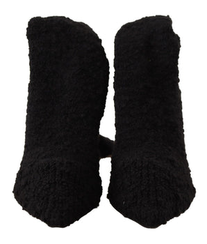 Dolce & Gabbana Black Stretch Socks Knee High Booties Shoes