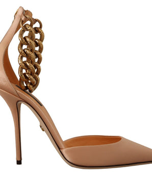 Dolce &amp; Gabbana Elegantes zapatos de tacón con correa en el tobillo de seda beige