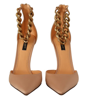Dolce &amp; Gabbana Elegantes zapatos de tacón con correa en el tobillo de seda beige