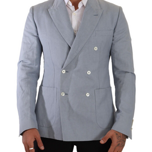 Dolce &amp; Gabbana Elegant Slim Fit Light Blue Double Breasted Blazer