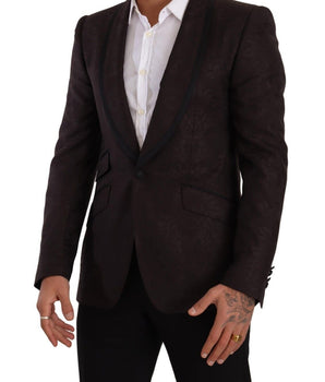 Dolce & Gabbana Purple Jacquard Single Breasted SICILIA Blazer