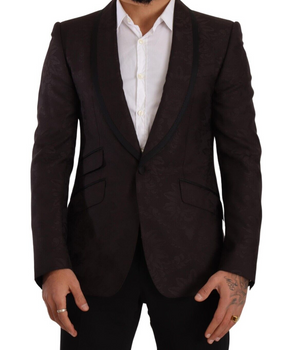 Dolce & Gabbana Purple Jacquard Single Breasted SICILIA Blazer