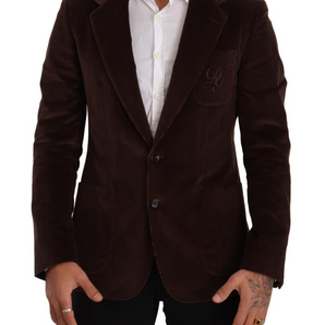 Dolce &amp; Gabbana Elegant Brown Corduroy Slim Fit Blazer