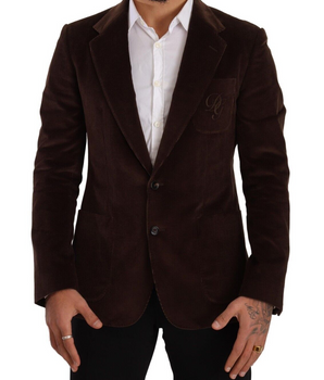 Dolce &amp; Gabbana Elegant Brown Corduroy Slim Fit Blazer