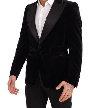 Dolce & Gabbana Black Velvet Single Breasted One Button Blazer