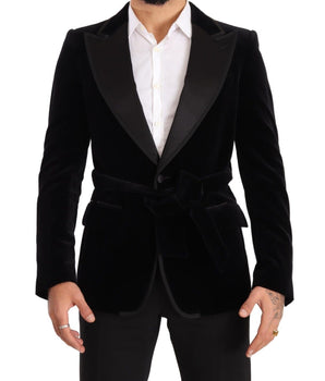 Dolce & Gabbana Black Velvet Single Breasted One Button Blazer