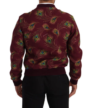 Dolce & Gabbana Red Peacock Polyester Stretch Full Zip Jacket