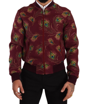 Dolce & Gabbana Red Peacock Polyester Stretch Full Zip Jacket
