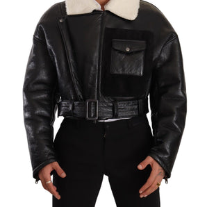 Dolce & Gabbana Elegant Shearling Biker Jacket