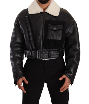 Dolce &amp; Gabbana Elegant Shearling Biker Jacket