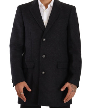 Dolce & Gabbana Dark Gray Wool Over Trench Coat Men Jacket