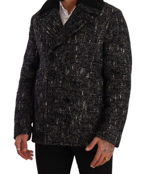 Dolce & Gabbana Black Wool Double Breasted Coat Men Jacket
